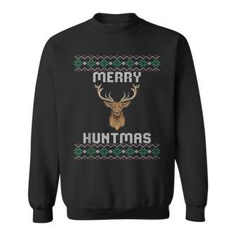 Ugly Christmas Sweater Hunting Merry Huntmas Sweatshirt - Monsterry UK