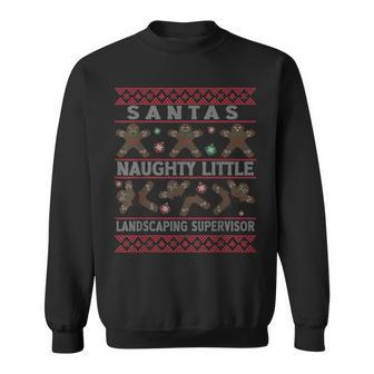Ugly Christmas Xmas Santa Landscaping Supervisor Job Sweatshirt | Mazezy