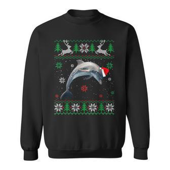 Ugly Sweater Christmas Dolphin Lover Santa Hat Animals Sweatshirt | Mazezy DE