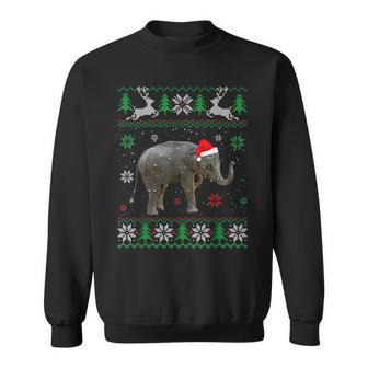 Ugly Sweater Christmas Elephant Lover Santa Hat Animals Sweatshirt - Monsterry CA