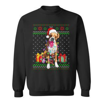 Ugly Sweater Christmas Lights Boxer Dog Lover Sweatshirt - Monsterry DE