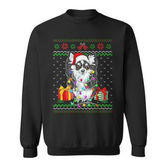 Ugly Sweater Christmas Lights Chihuahua Dog Puppy Lover Sweatshirt - Monsterry