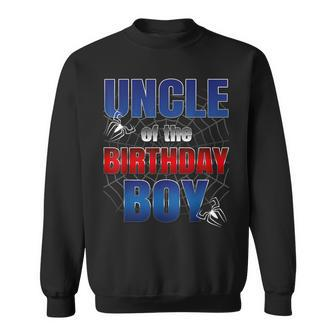 Uncle Birthday Boy Spider Web Birthday Party Decorations Sweatshirt - Thegiftio UK