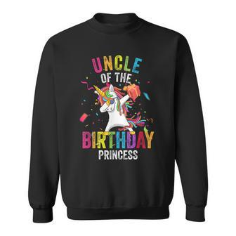 Uncle Of The Birthday Princess Gift Dabbing Unicorn Girl Dad Sweatshirt | Mazezy