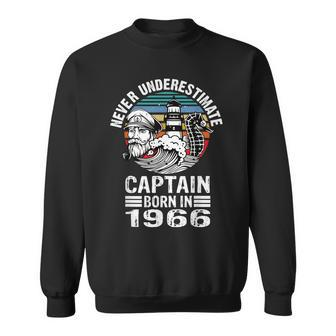 Never Underestimate Captain Born In 1966 Captain Sailing Sweatshirt | Mazezy