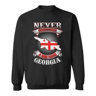 Never Underestimate Georgia Georgia Country Map Sweatshirt | Mazezy