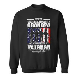 Never Underestimate Grandpa Who Is Also Veteran Grandpa Sweatshirt | Mazezy