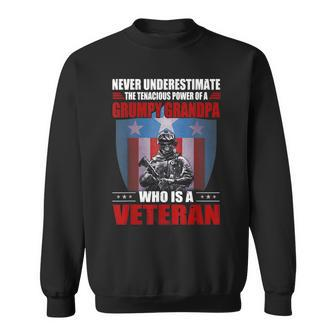 Never Underestimate A Grumpy Grandpa Veteran Christmas Sweatshirt - Seseable