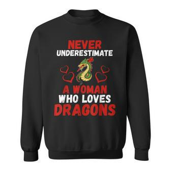Never Underestimate Love Dragons Graphic Sweatshirt - Seseable