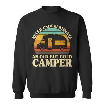 Never Underestimate An Old Camper Campfire Motorhome Trailer Sweatshirt - Monsterry DE