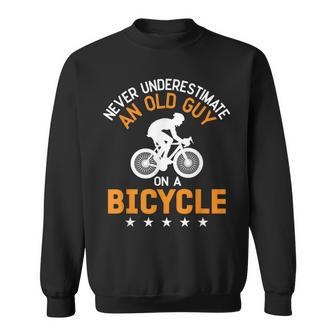 Never Underestimate An Old Guy On A Bicycle Cycling Mens Sweatshirt - Seseable