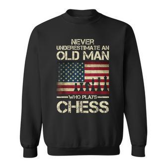 Never Underestimate An Old Man Who Plays Chess Player Sweatshirt | Mazezy