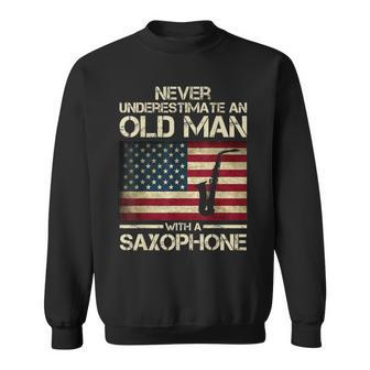 Never Underestimate An Old Man With A Saxophone Grandpa Sweatshirt | Mazezy