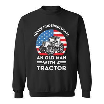 Never Underestimate An Old Man With A Tractor Retro Vintage Sweatshirt - Seseable