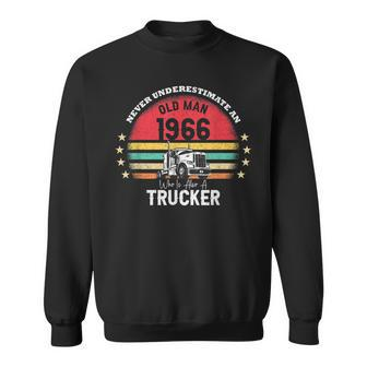Never Underestimate An Old Man Trucker 1966 Birthday Vintage Sweatshirt - Thegiftio UK