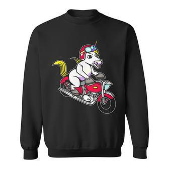 Unicorn With A Motorbike Biker Motorcycle Dirt Bike Vintage Sweatshirt | Mazezy
