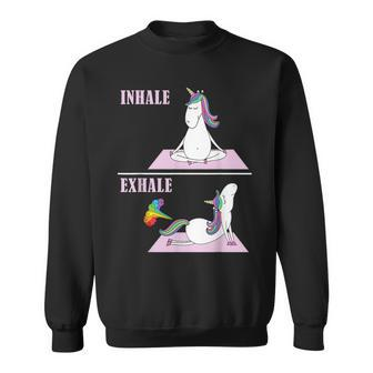 Unicorn Yoga Inhale Exhale Fart Sweatshirt - Seseable