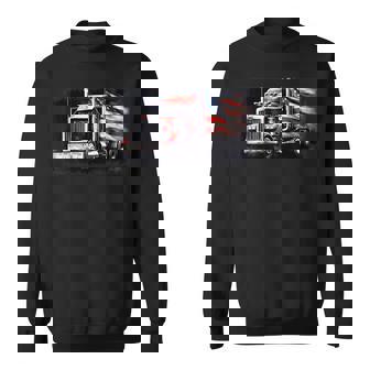 Us American Flag Semi Truck Driver Trucker Driver Funny Gifts Sweatshirt | Mazezy