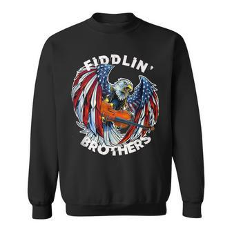 Usa Eagle Fiddlin Brothers Violin Music Rock Patriot Flight Sweatshirt | Mazezy