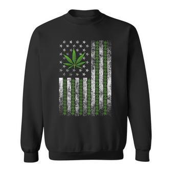 Usa Flag Marijuana Funny Weed Leaf Flag Cannabis Stoner 420 Usa Funny Gifts Sweatshirt | Mazezy