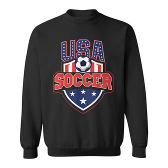 Usa Soccer - American Flag Football Player Sweatshirt - Seseable