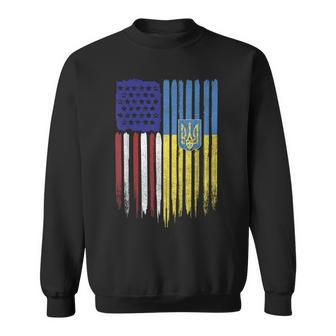 Usa Ukraine Ukrainian Flag Trident Roots Sweatshirt | Mazezy UK