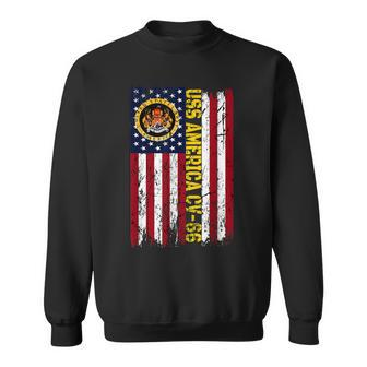 Uss America Cv66 Aircraft Carrier Veteran Day American Flag Sweatshirt | Mazezy