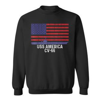 Uss America Cv66 Aircraft Carrier Vintage Usa Flag Sweatshirt | Mazezy