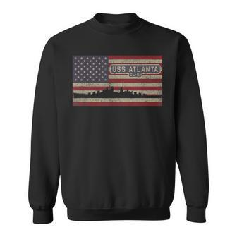 Uss Atlanta Cl51 Ww2 Us Navy Light Cruiser Usa Flag Gift Sweatshirt | Mazezy