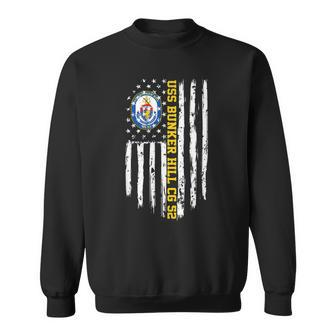 Uss Bunker Hill Cg52 American Flag Sweatshirt | Mazezy