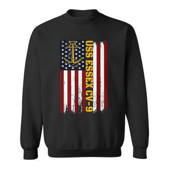 Uss Essex Cv-9 Aircraft Carrier American Flag Sweatshirt | Mazezy