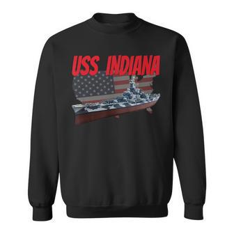 Uss Indiana Bb-58 Ww2 War Veteran Battleship Grandpa Dad Son Sweatshirt - Thegiftio UK