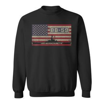 Uss Massachusetts Bb59 Battleship Gift Usa American Flag Sweatshirt | Mazezy