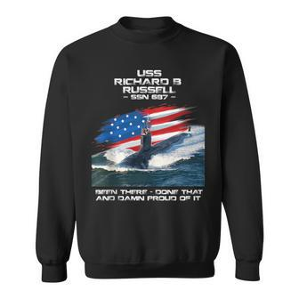 Uss Richard B Russell Ssn-687 American Flag Submarine Sweatshirt - Thegiftio UK