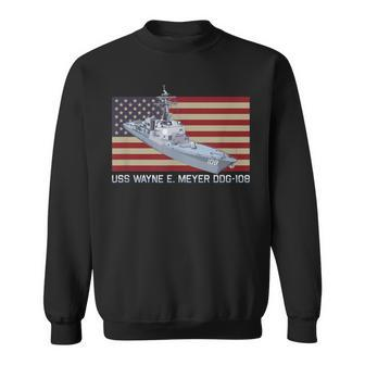 Uss Wayne E Meyer Ddg-108 Ship Diagram American Flag Sweatshirt | Mazezy