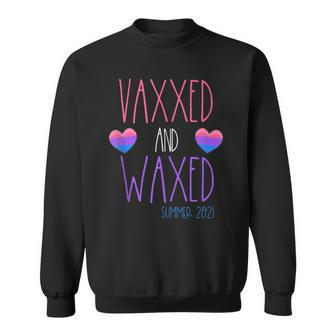 Vaxxed And Waxed Summer 2021 Bisexual Pride Stuff Cute Sweatshirt | Mazezy