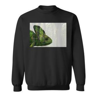 Veiled Chameleon Calm Forest Double Exposure Sweatshirt | Mazezy
