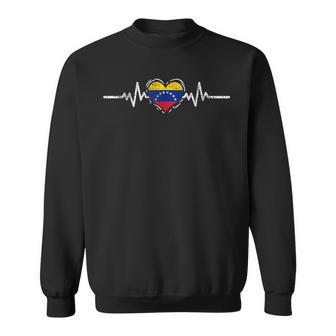 Venezuela Flag Heartbeat Venezuelan Roots Vintage Sweatshirt - Seseable