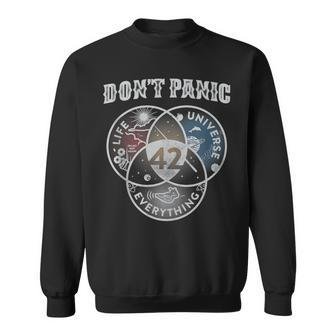 Venn Diagram Dont Panic Life The Universe And Everything 42 Sweatshirt | Mazezy