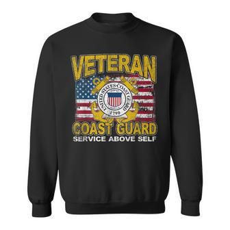 Veteran Coast Guard Service Above Self Distressed T Veteran Funny Gifts Sweatshirt | Mazezy