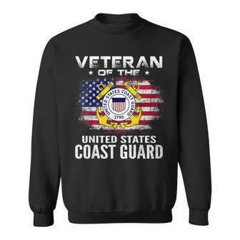 Veteran Of The United States Coast Guard With American Flag Veteran Funny Gifts Sweatshirt | Mazezy