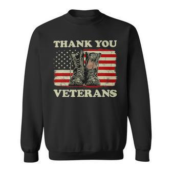 Veteran Vets Thank You Veterans American Flag Combat Boots Veteran Day Veterans Sweatshirt - Monsterry
