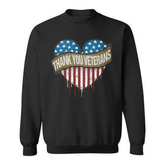 Veteran Vets Thank You Veterans Day American Flag Heart Military Army 8 Veterans Sweatshirt - Monsterry UK