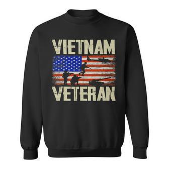 Veteran Vets Vietnam Veteran American Flag Retro Vintage Fathers Day 147 Veterans Sweatshirt - Monsterry UK
