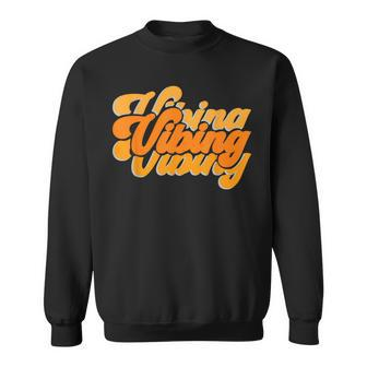 Vibing Orange Vibes Only Color Graphic Sweatshirt - Seseable