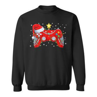 Video Game Controller Christmas Santa Hat Gamer Boys Xmas Sweatshirt - Seseable
