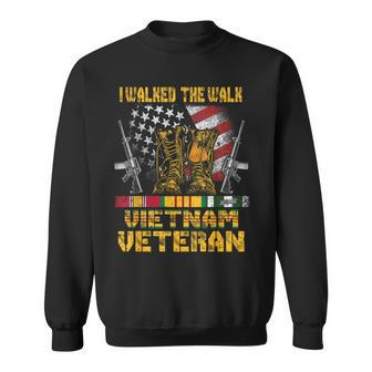 Vietnam Veteran With Us Flag With Combat Boots Patriotic Sweatshirt | Mazezy