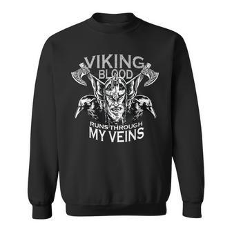 Viking Blood Runs Through My Veins Bearded Viking Warrior Sweatshirt - Seseable