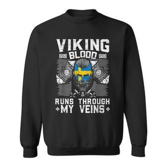 Viking Blood Runs Through My Veins Norse Mythology Vikings Sweatshirt - Seseable