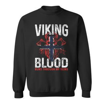 Viking Blood Runs Through My Veins Norwegian Roots Pride Sweatshirt - Seseable